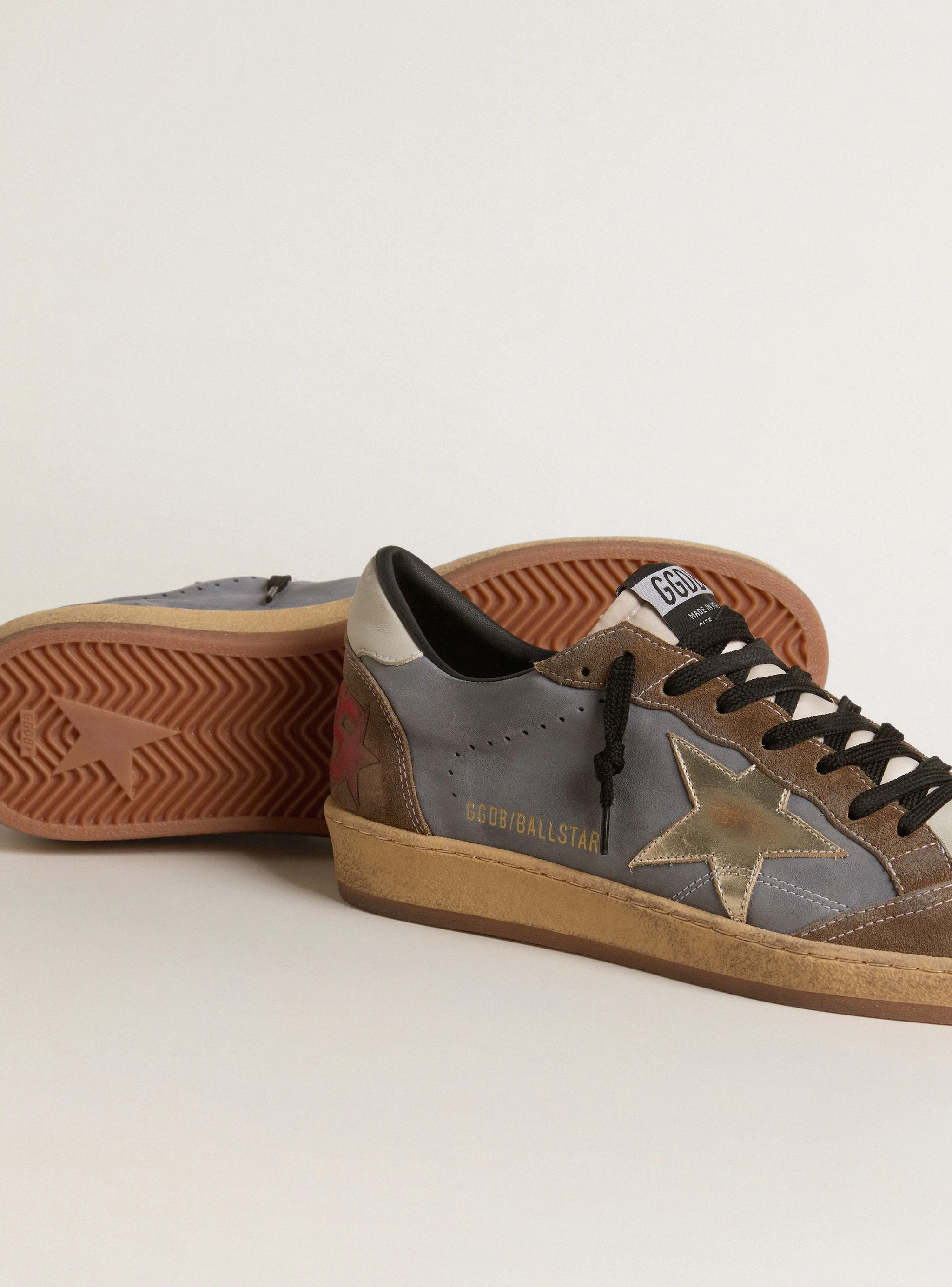 Men | Ball Star Nubuck & Suede with Gold Metallic Star | Denim Blue x Green x Beige x Platinum x White - Image 2