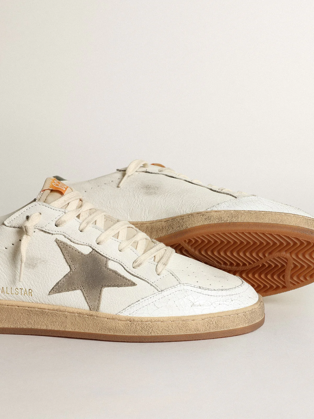 Men | Ball Star White Nappa with Dove Gray Suede Star | White x Taupe x Green