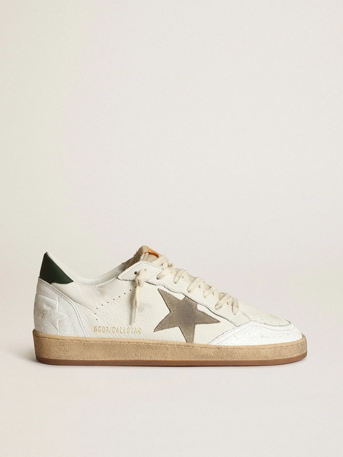 Men | Ball Star White Nappa with Dove Gray Suede Star | White x Taupe x Green - Image 3