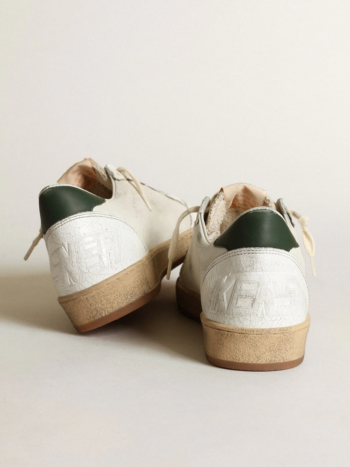 Men | Ball Star White Nappa with Dove Gray Suede Star | White x Taupe x Green - Image 6