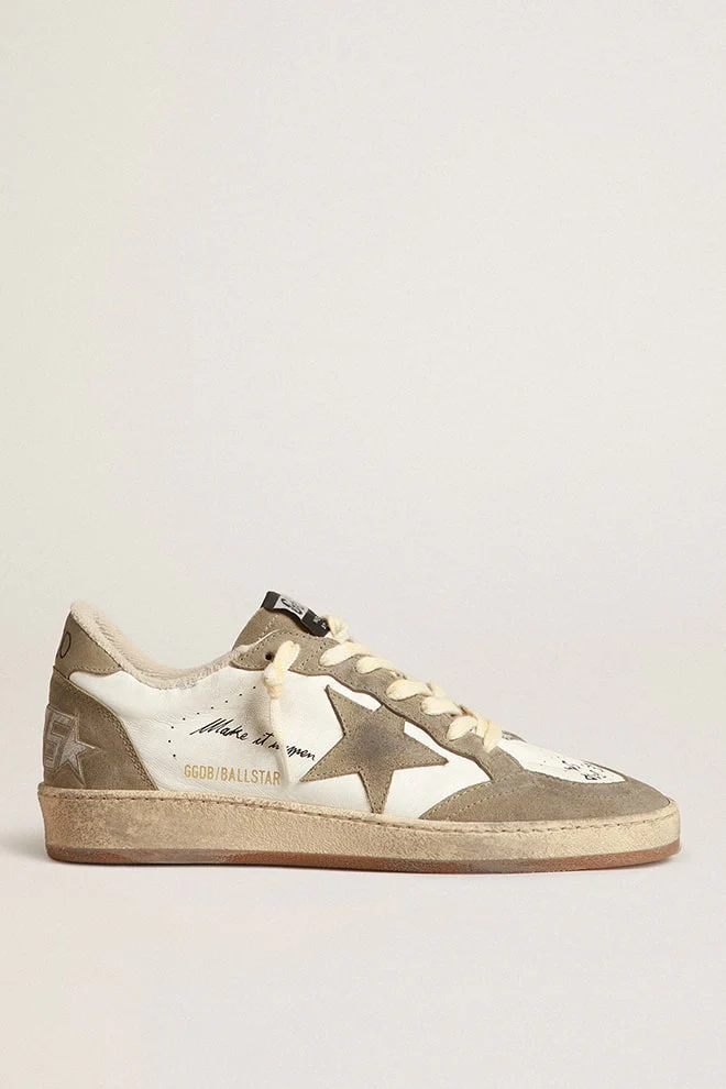 Men | Ball Star with Dove-Gray Suede Star & Heel Tab | White x Taupe x Black - Image 6