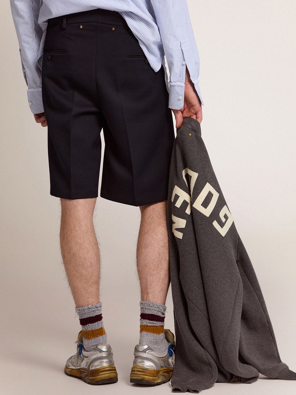 Men | Bermuda Shorts Dark Blue Wool | Dark Blue - Image 11