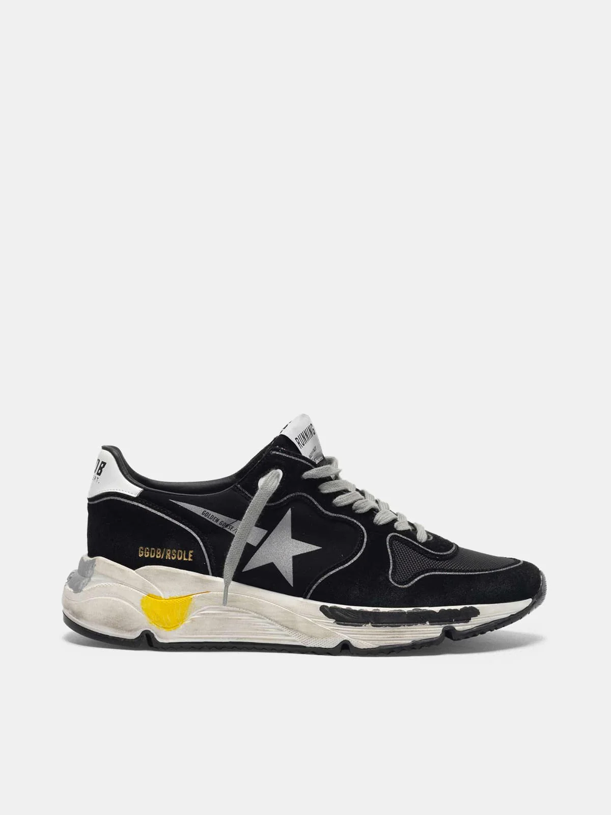 Men | Black Running Sole Sneakers with Silver Star