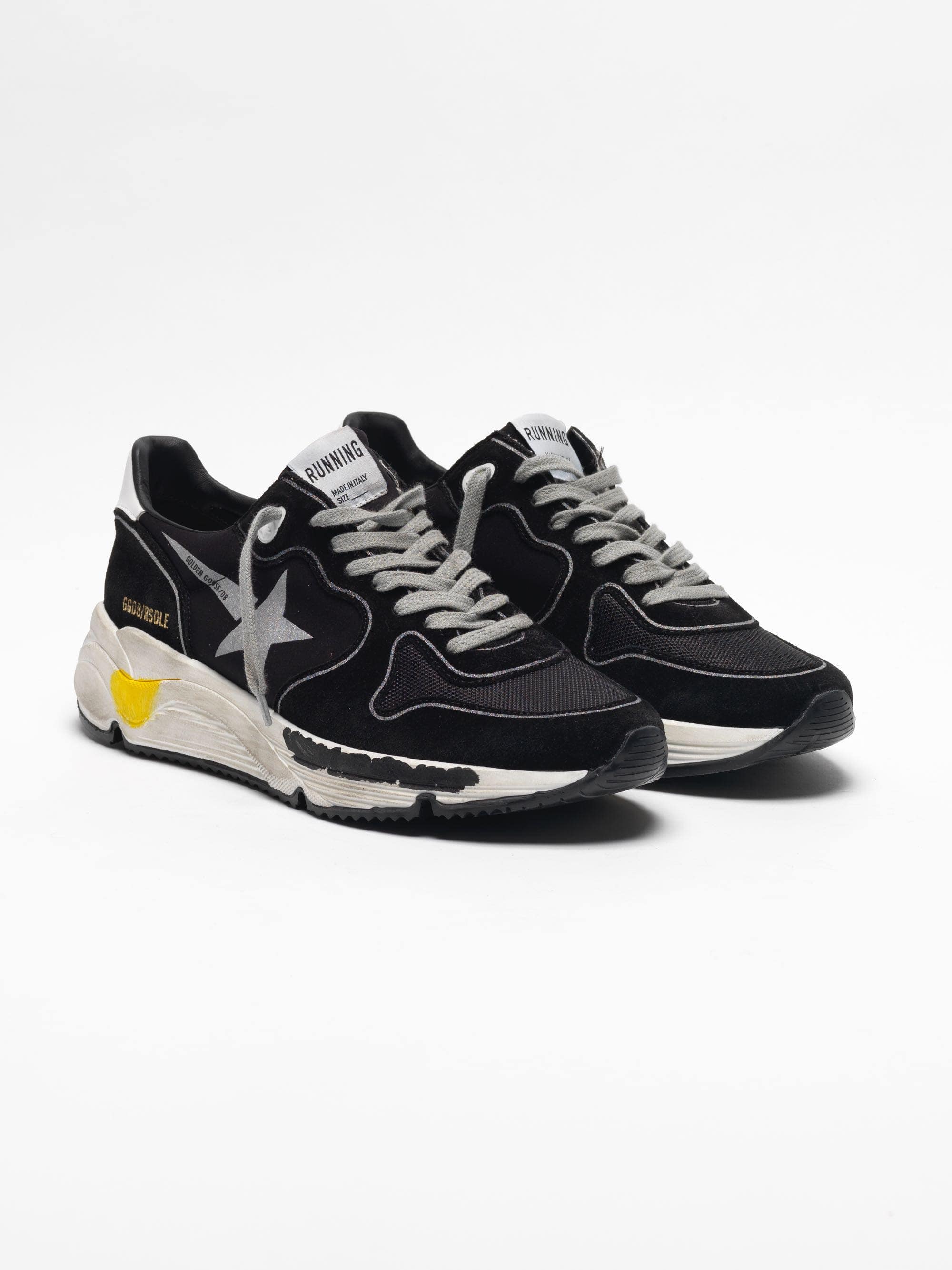 Men | Black Running Sole Sneakers with Silver Star - Image 2