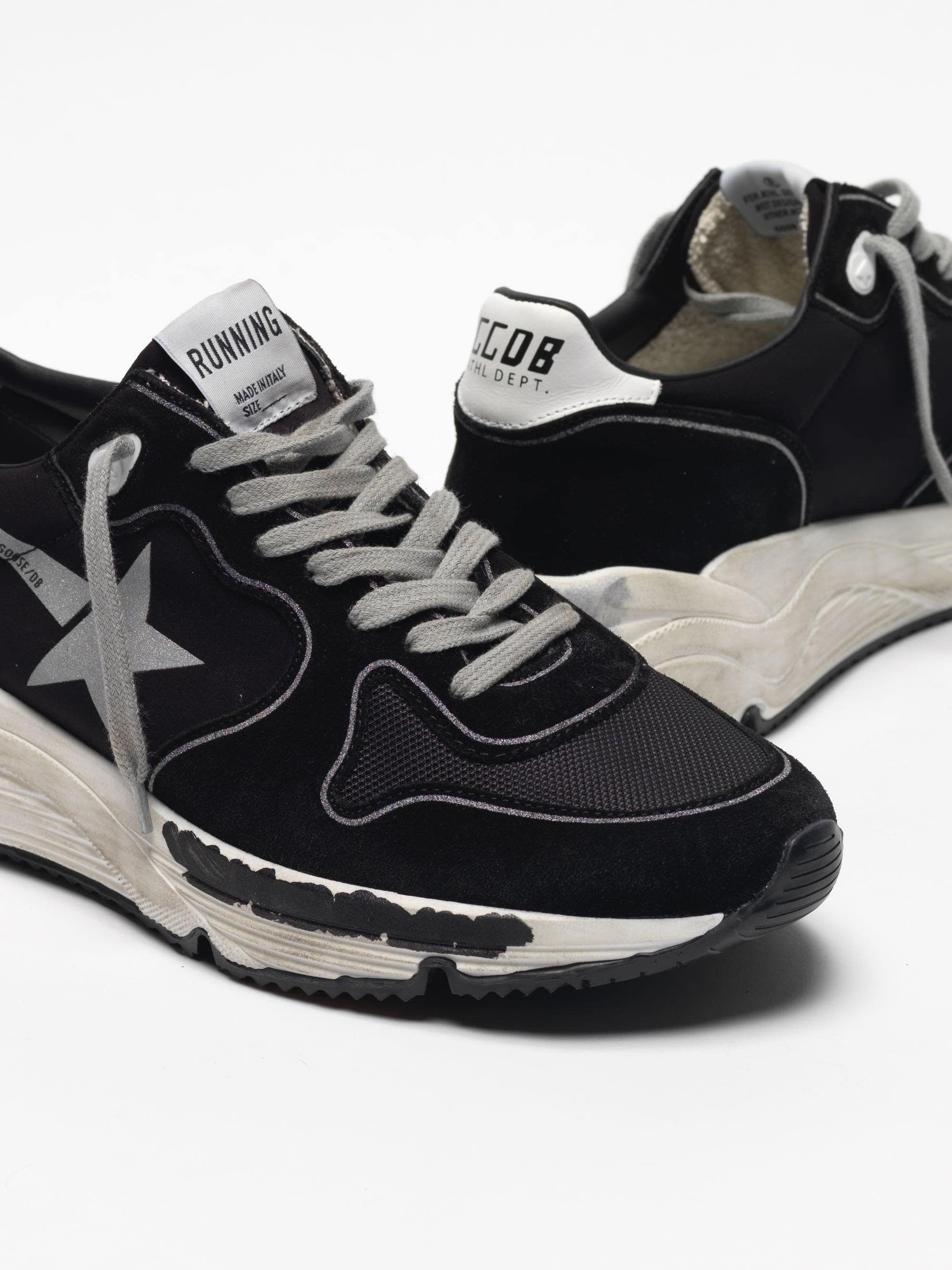 Men | Black Running Sole Sneakers with Silver Star - Image 6