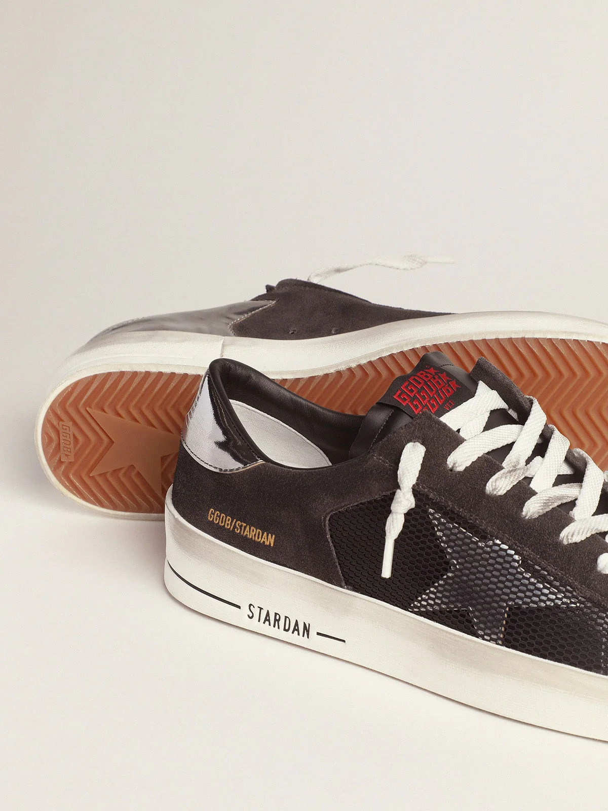 Men | Black Stardan Sneakers with Metallic Star | Black x Dark Grey x Silver - Image 4