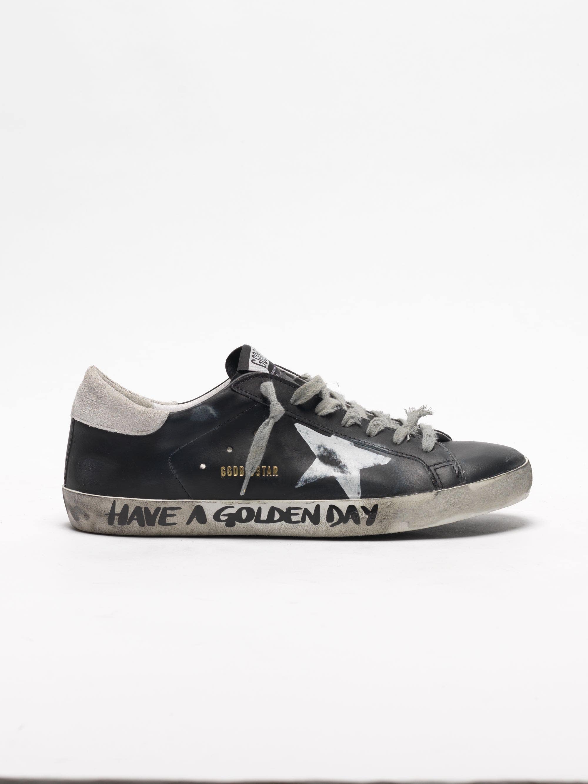 Men | Black Super-Star Sneakers with Handwritten Lettering - Image 3