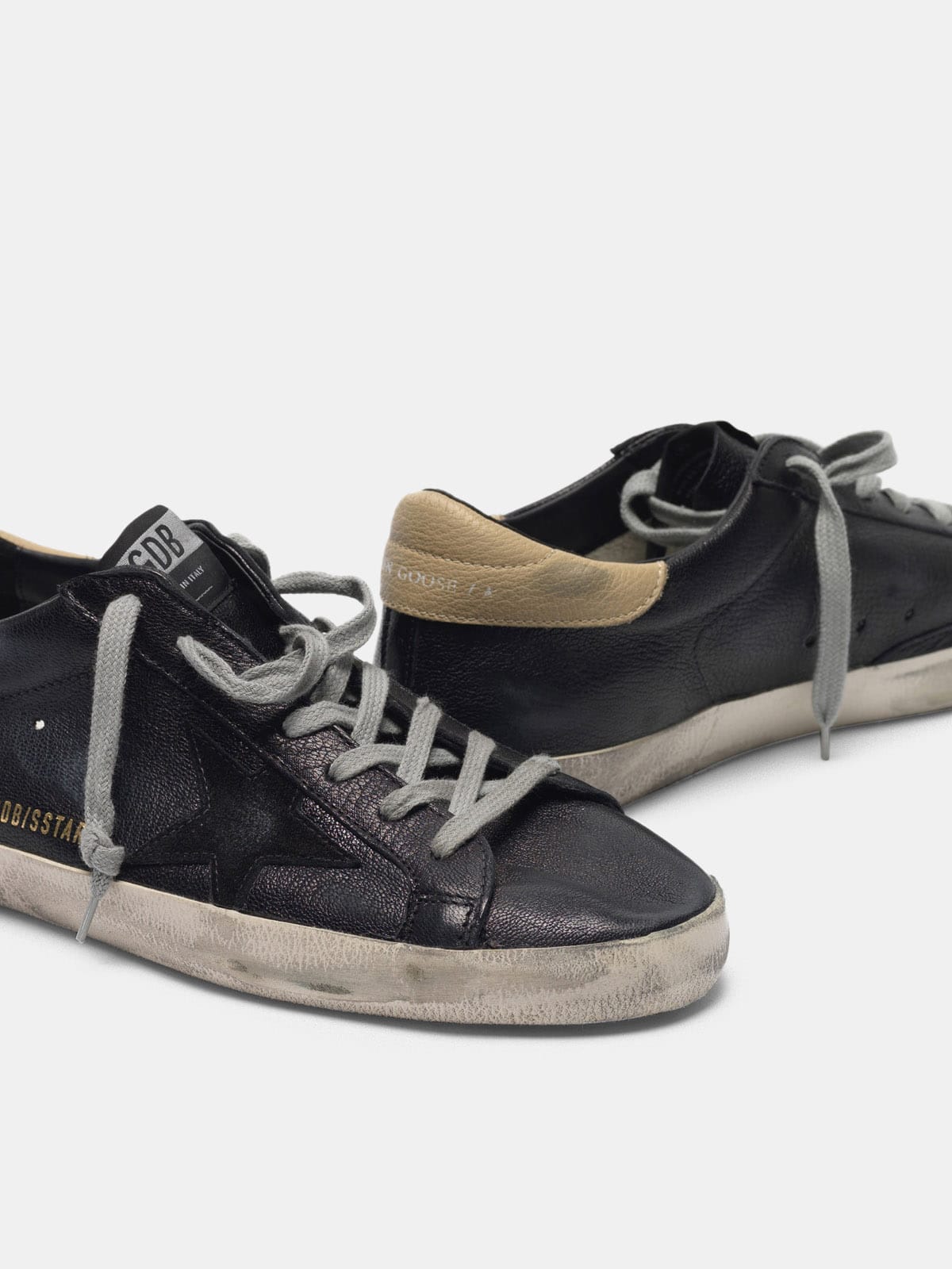 Men | Black Super-Star Sneakers with Nude Heel Tab - Image 2