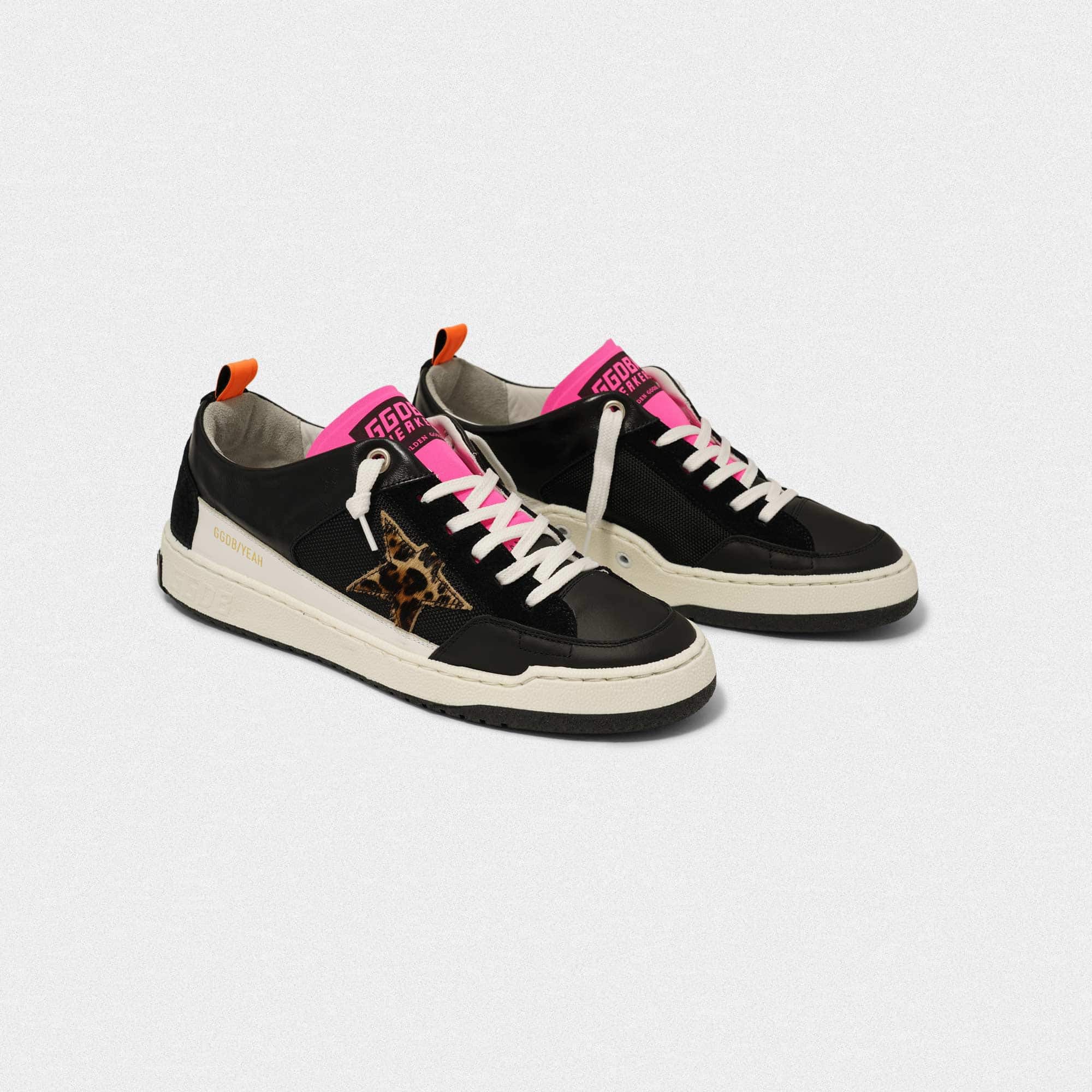 Men | Black Yeah! Sneakers with Leopard-Print Star - Image 2