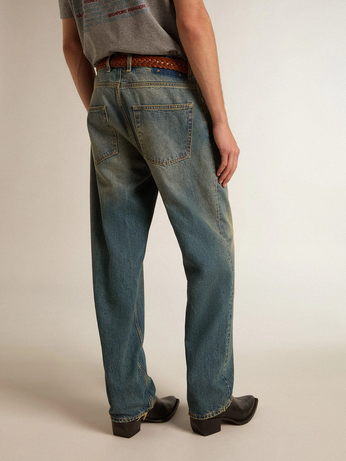 Men | Blue Jeans with A Lived-In Treatment | Blue - Image 10