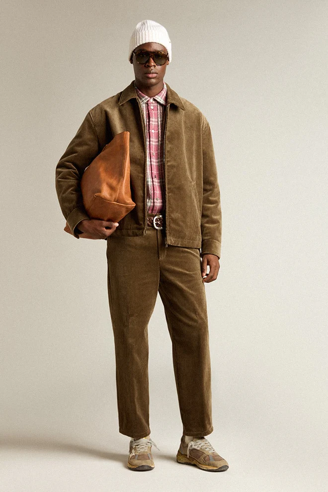 Men | Boxy Fit Shirt with Pink, Sand & Gray Check Embroidery | Crushed Berry x Sandshell x Grey - Image 3