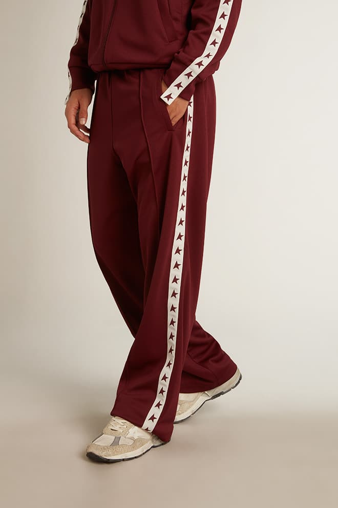 Men | Burgundy Joggers with Stars On The Sides | Windsor Wine x White - Image 2