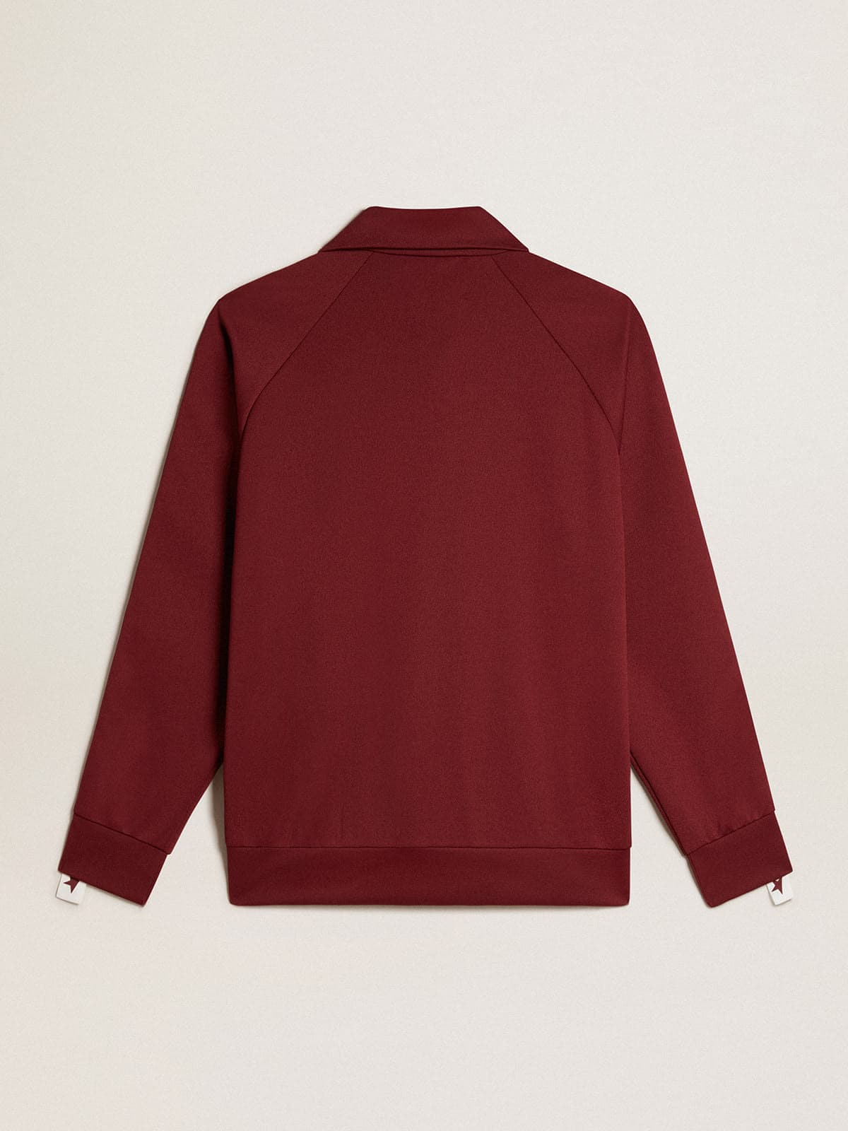 Men | Burgundy Zipped Sweatshirt with White Strip & Contrasting Stars | Windsor Wine x White