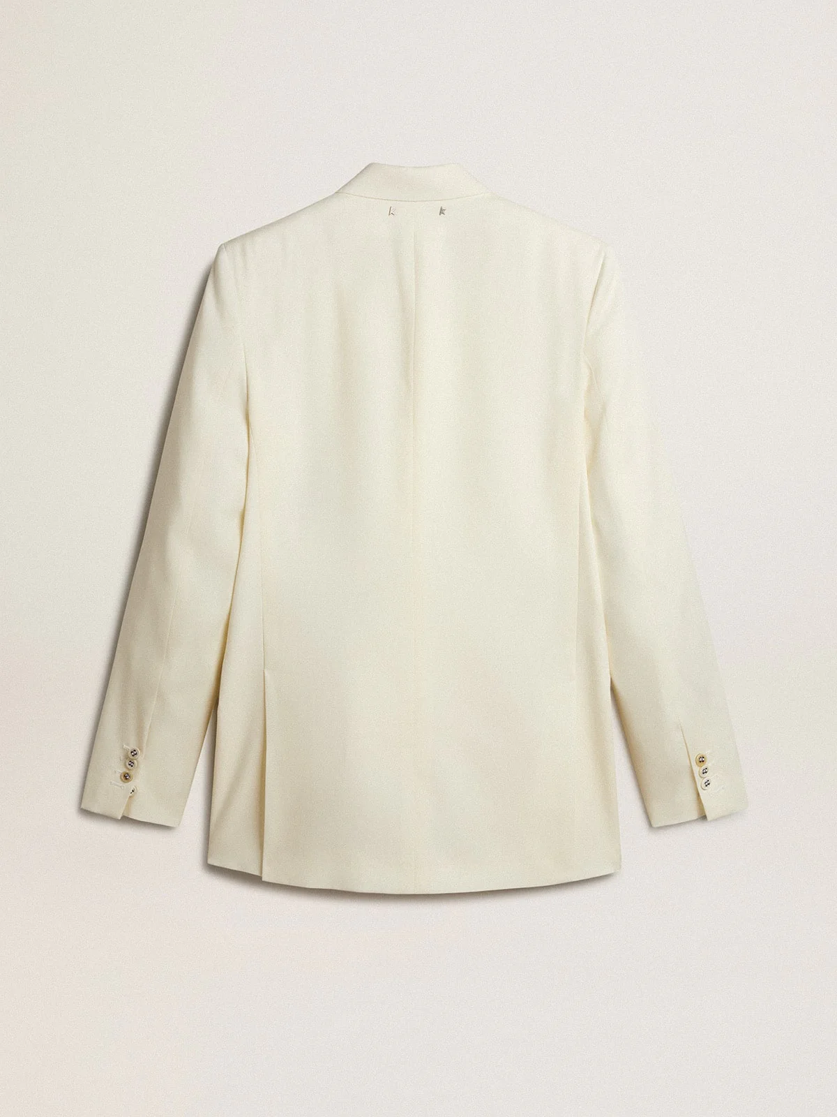 Men | Cream-Colored Double-Breasted Blazer | Artic Wolf - Image 8