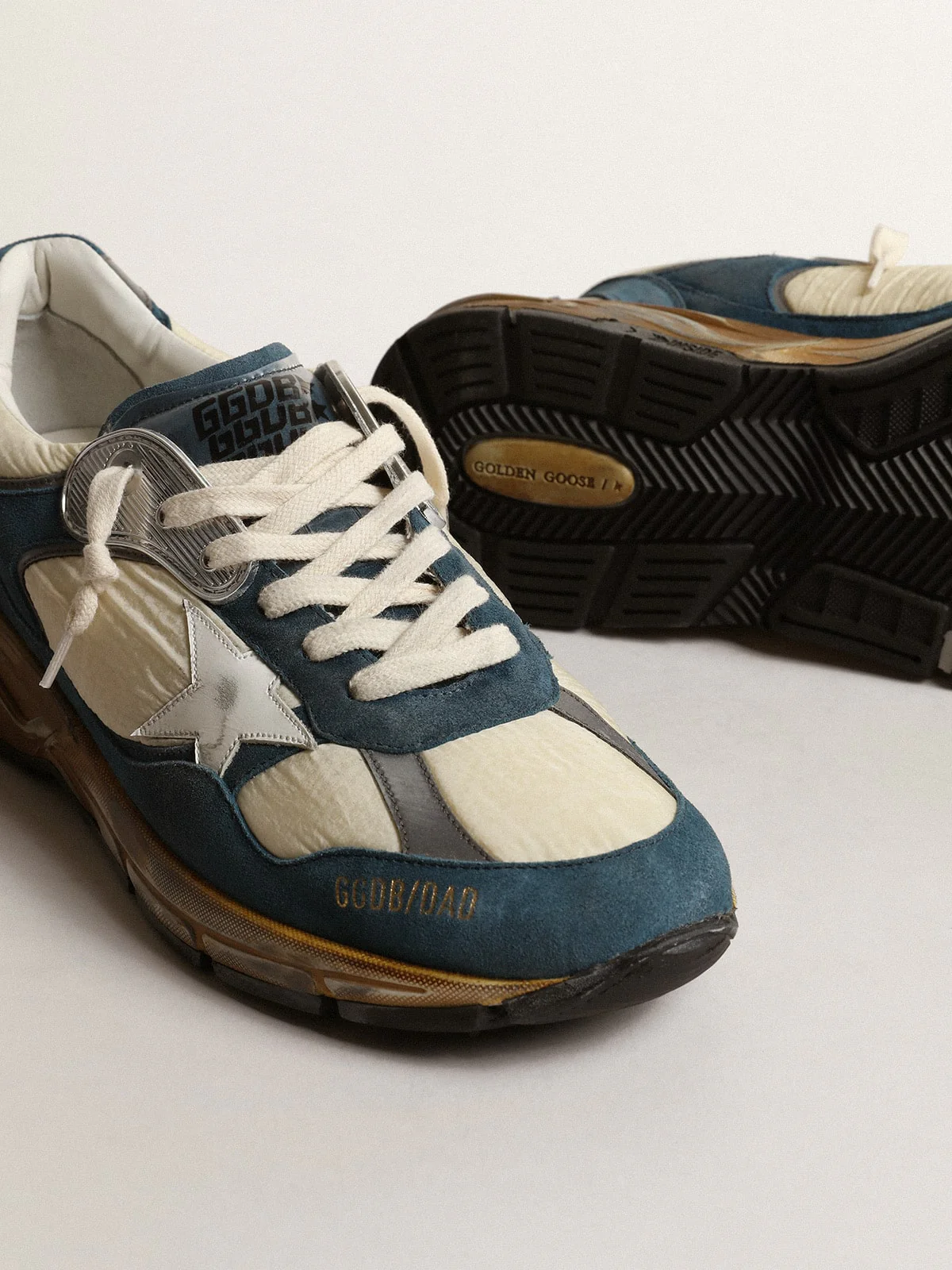 Men | Dad-Star Petrol-Blue Suede with White Leather Star | White Beige x Octane Blue x White x Silver - Image 3
