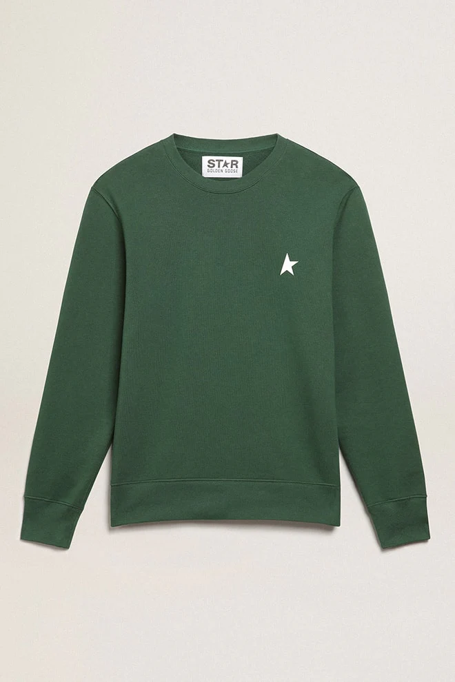 Men | Dark Green Star Collection Sweatshirt with White Star On Front | Bright Green x White - Image 2