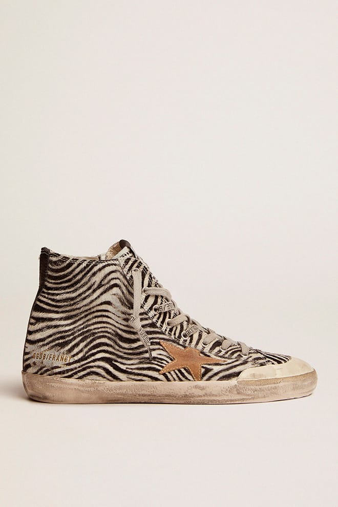 Men | Francy Penstar Ltd Zebra Print Pony Skin with Tobacco Star | White Black x Tobacco x Black - Image 3