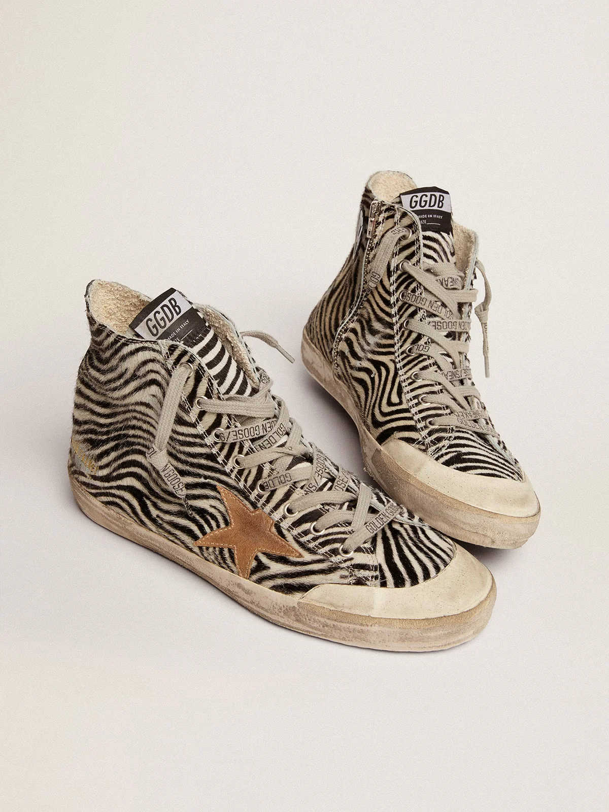 Men | Francy Penstar Ltd Zebra Print Pony Skin with Tobacco Star | White Black x Tobacco x Black - Image 8