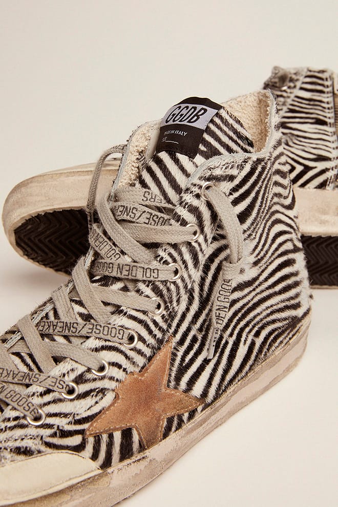 Men | Francy Penstar Ltd Zebra Print Pony Skin with Tobacco Star | White Black x Tobacco x Black - Image 9