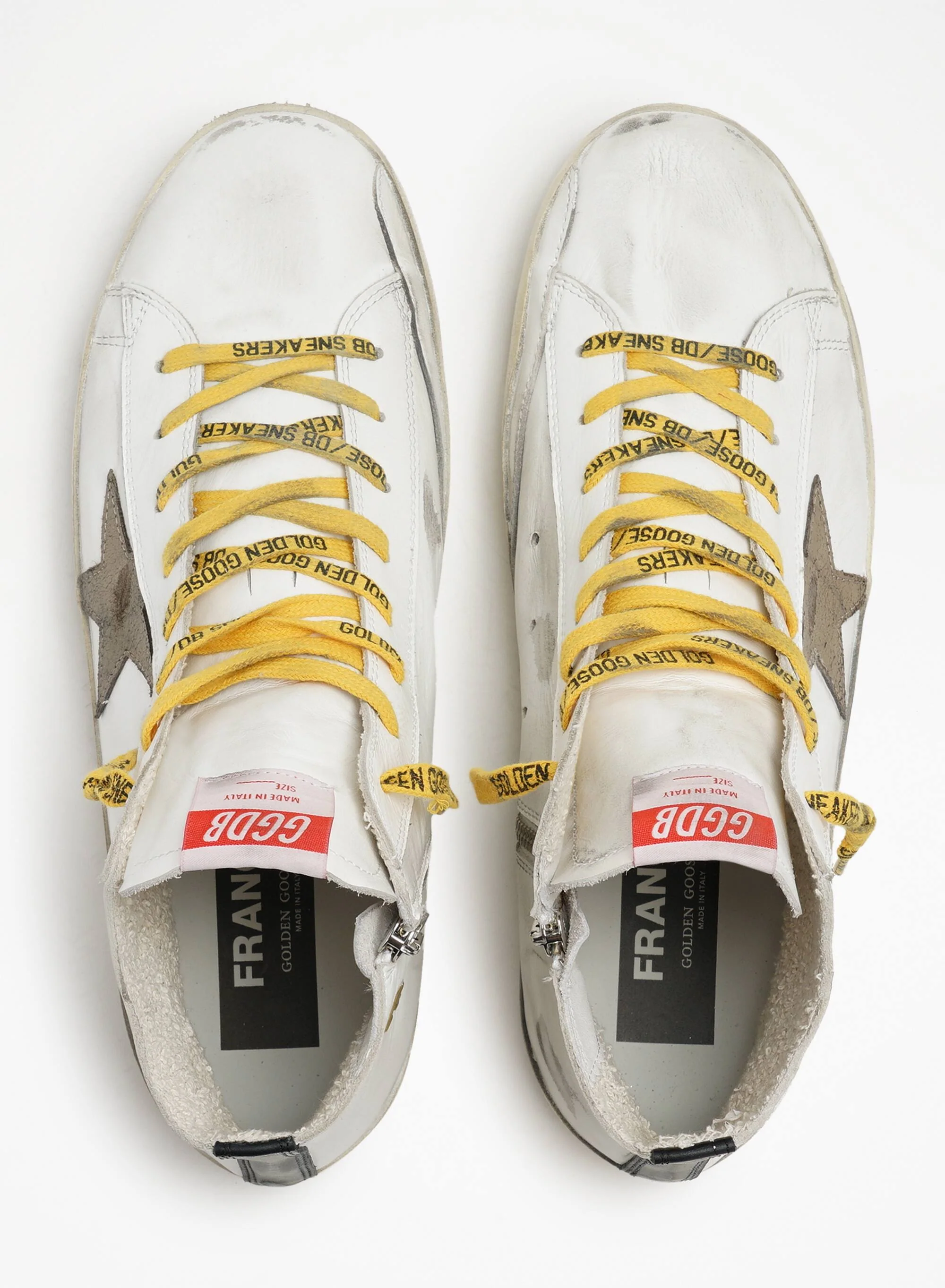 Men | Francy with White Leather & Kaki Star | White x Kaki x Black