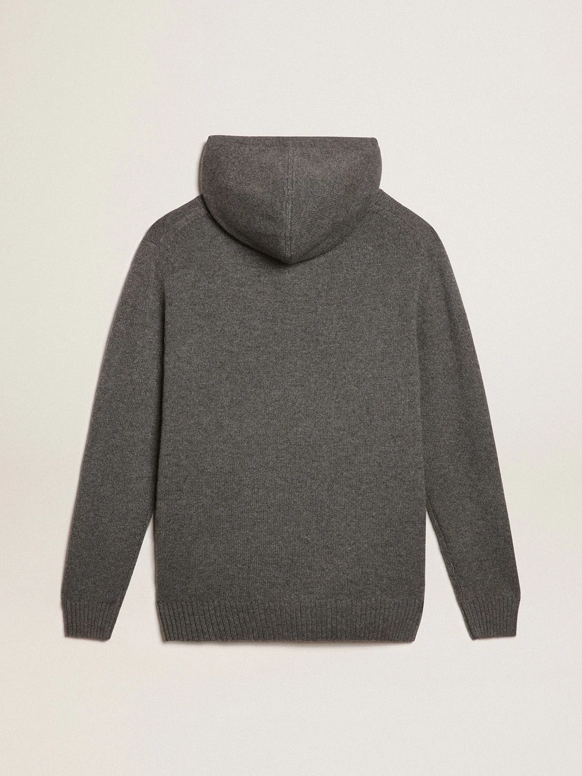 Men | Gray Melange Cashmere Blend Sweatshirt with Hood | Grey Melange - Image 6