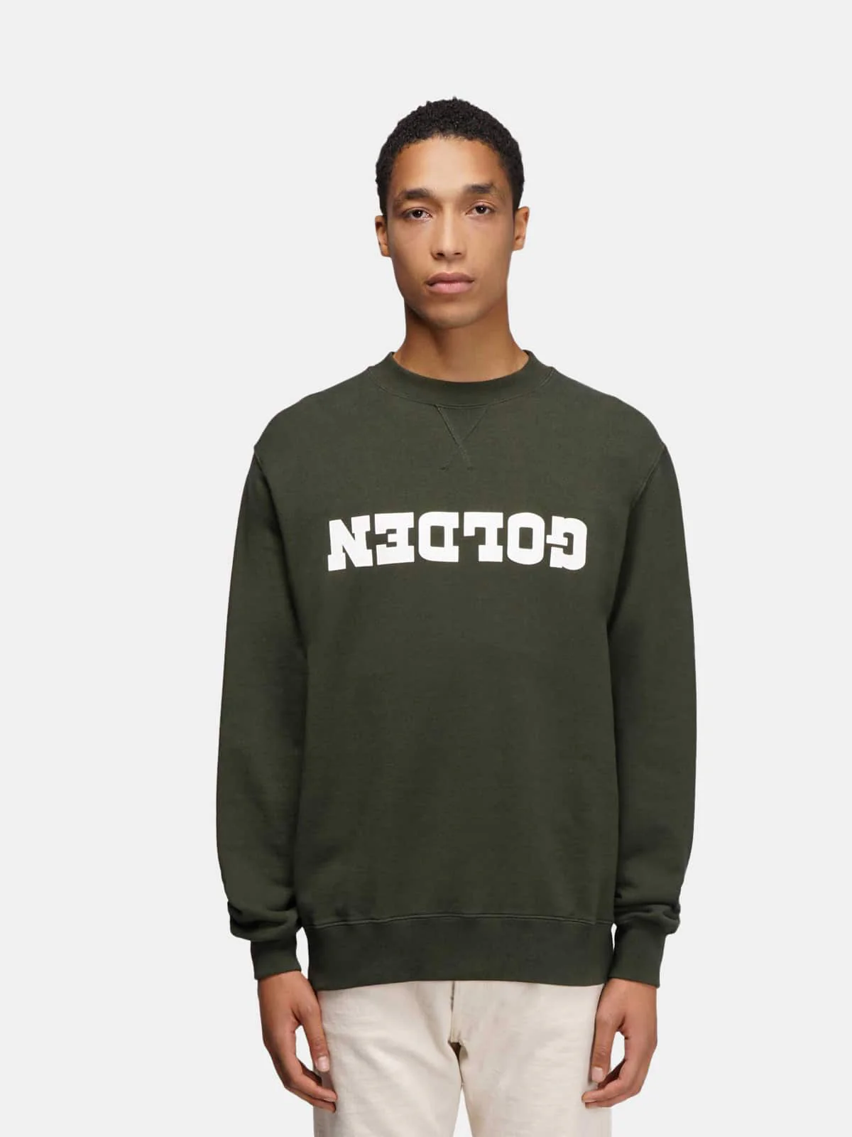 Men | Green Golden Sweatshirt with Contrasting Golden Logo - Image 2