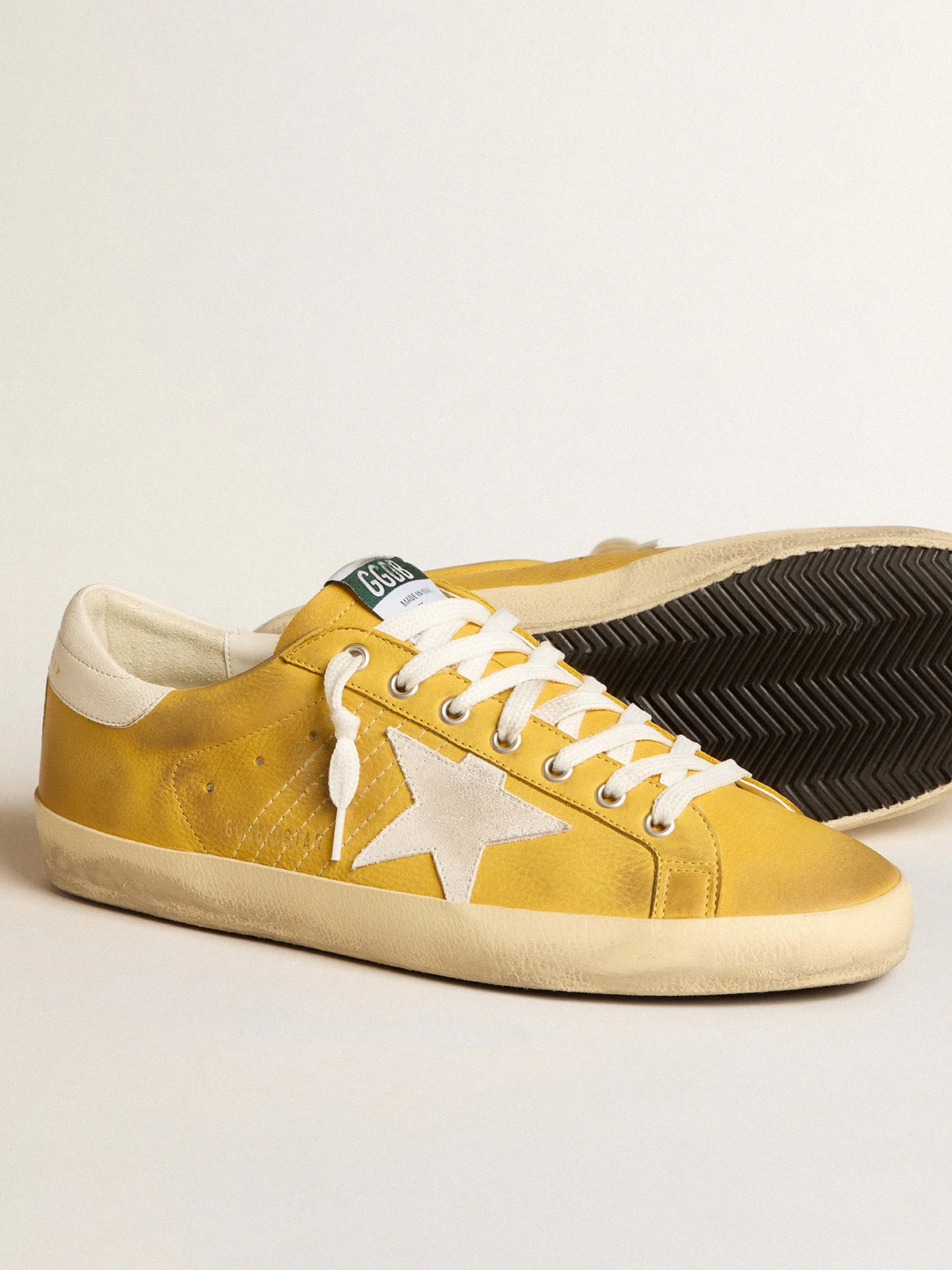 Men | Honey Super-Star with White Suede Star & White Nappa Leather Heel Tab | Honey x White - Image 6