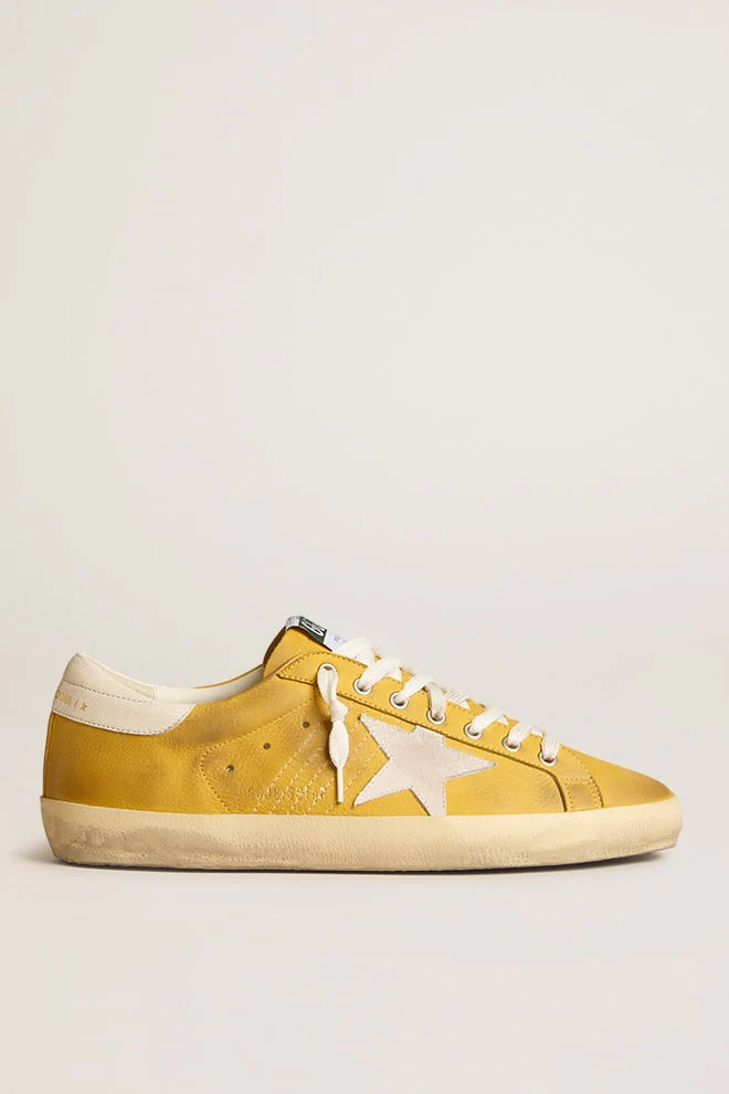Men | Honey Super-Star with White Suede Star & White Nappa Leather Heel Tab | Honey x White - Image 7