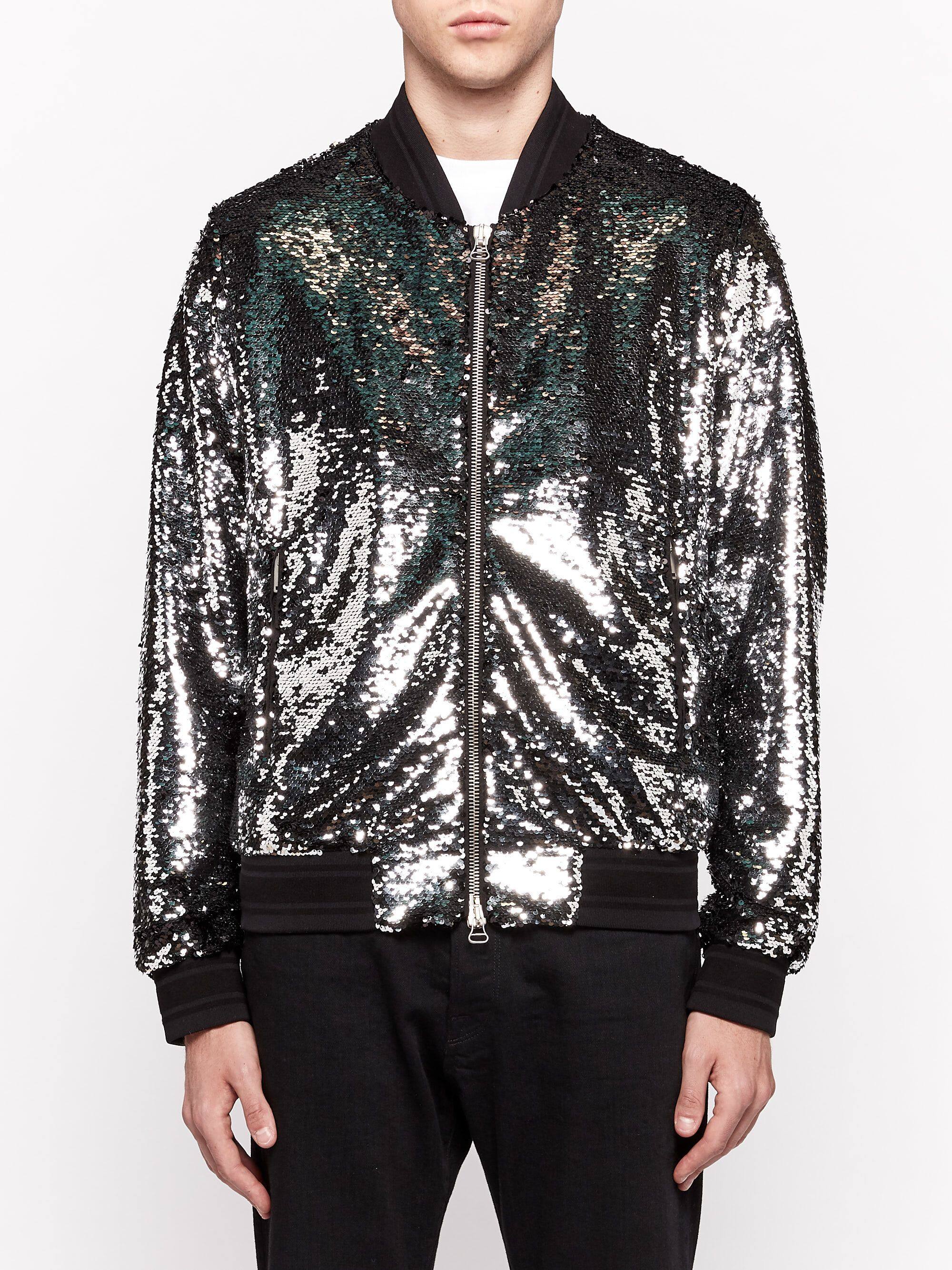 Men | Joshua Bomber Jacket with Silvery Sequins - Image 2