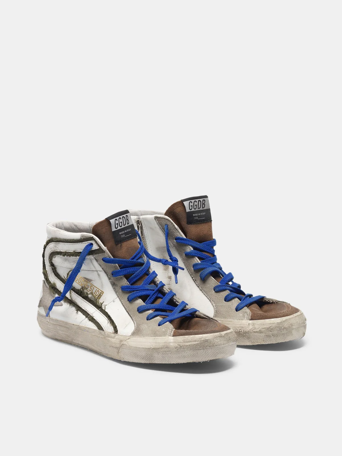 Men | Leather & Suede Sneakers with Inserts Raw Edge Canvas - Image 2
