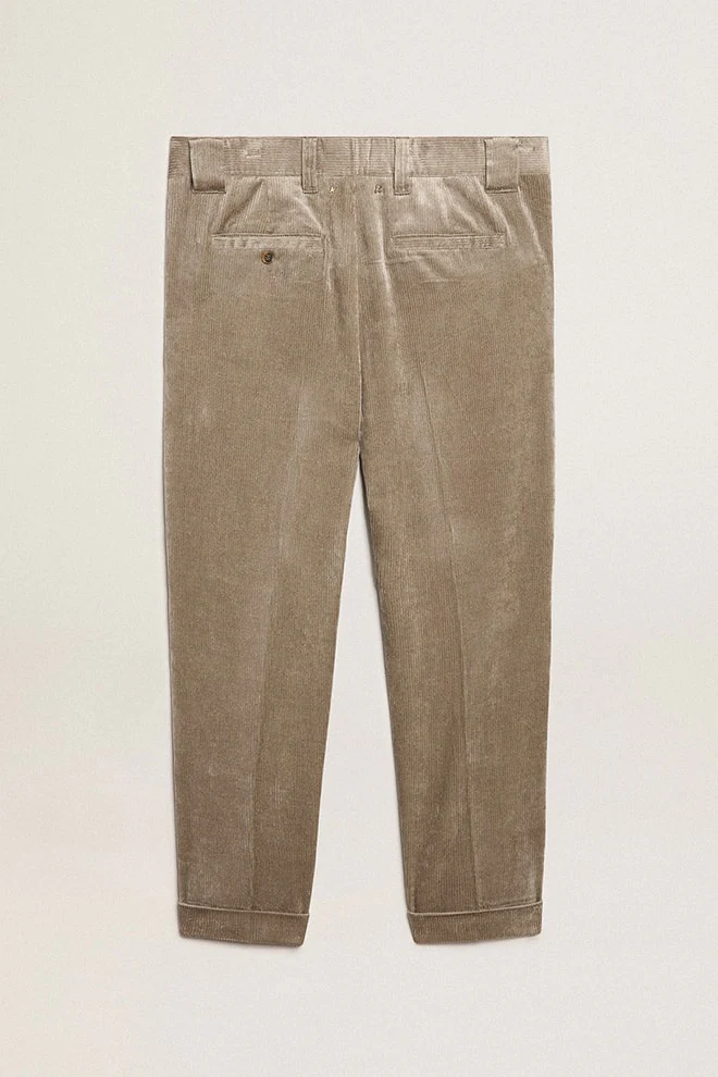 Men | Light Beige Corduroy Pants | Roasted Cashew - Image 7