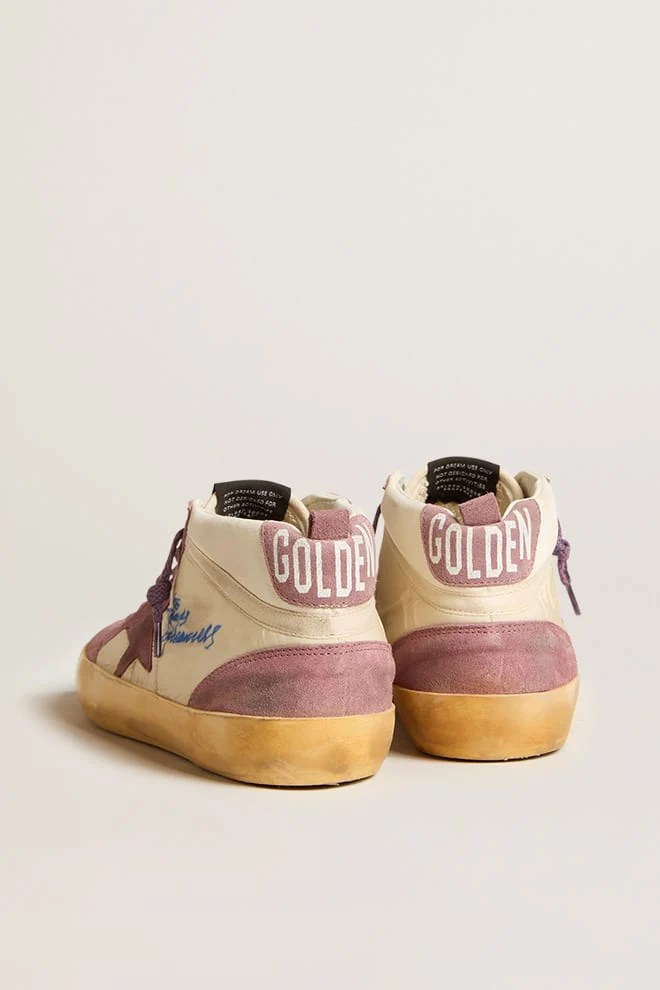 Men | Mid Star Lab Nylon & Nappa with Mauve Suede Star | Wistful Mauve x Cream x White - Image 2