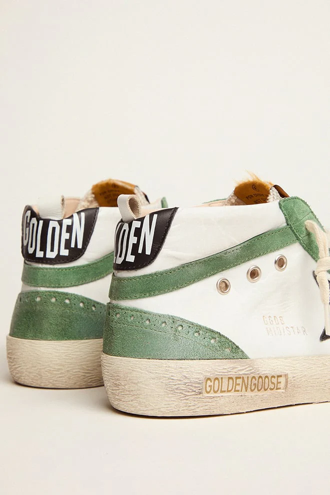 Men | Mid Star Ltd with Black Leather Star & Green Flash | White x Green x Black - Image 7