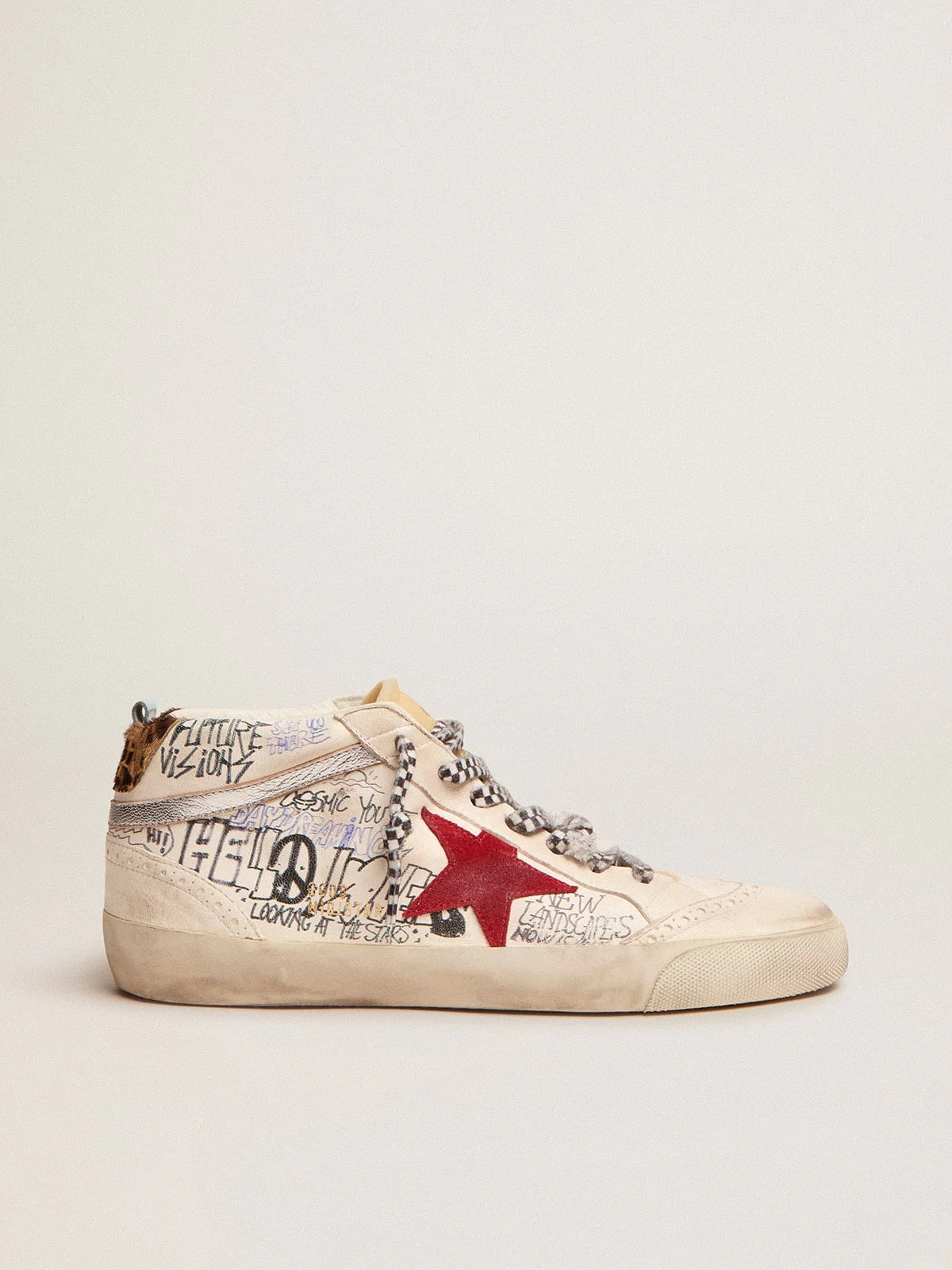 Men | Mid Star Ltd with Contrasting Lettering & Red Star | White x Red x Beige Brown Leo x Silver x Light Blue - Image 2