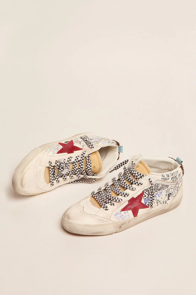 Men | Mid Star Ltd with Contrasting Lettering & Red Star | White x Red x Beige Brown Leo x Silver x Light Blue - Image 3