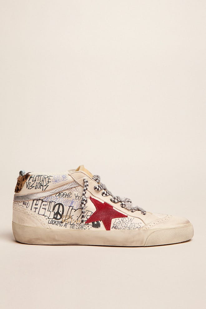 Men | Mid Star Ltd with Contrasting Lettering & Red Star | White x Red x Beige Brown Leo x Silver x Light Blue - Image 4