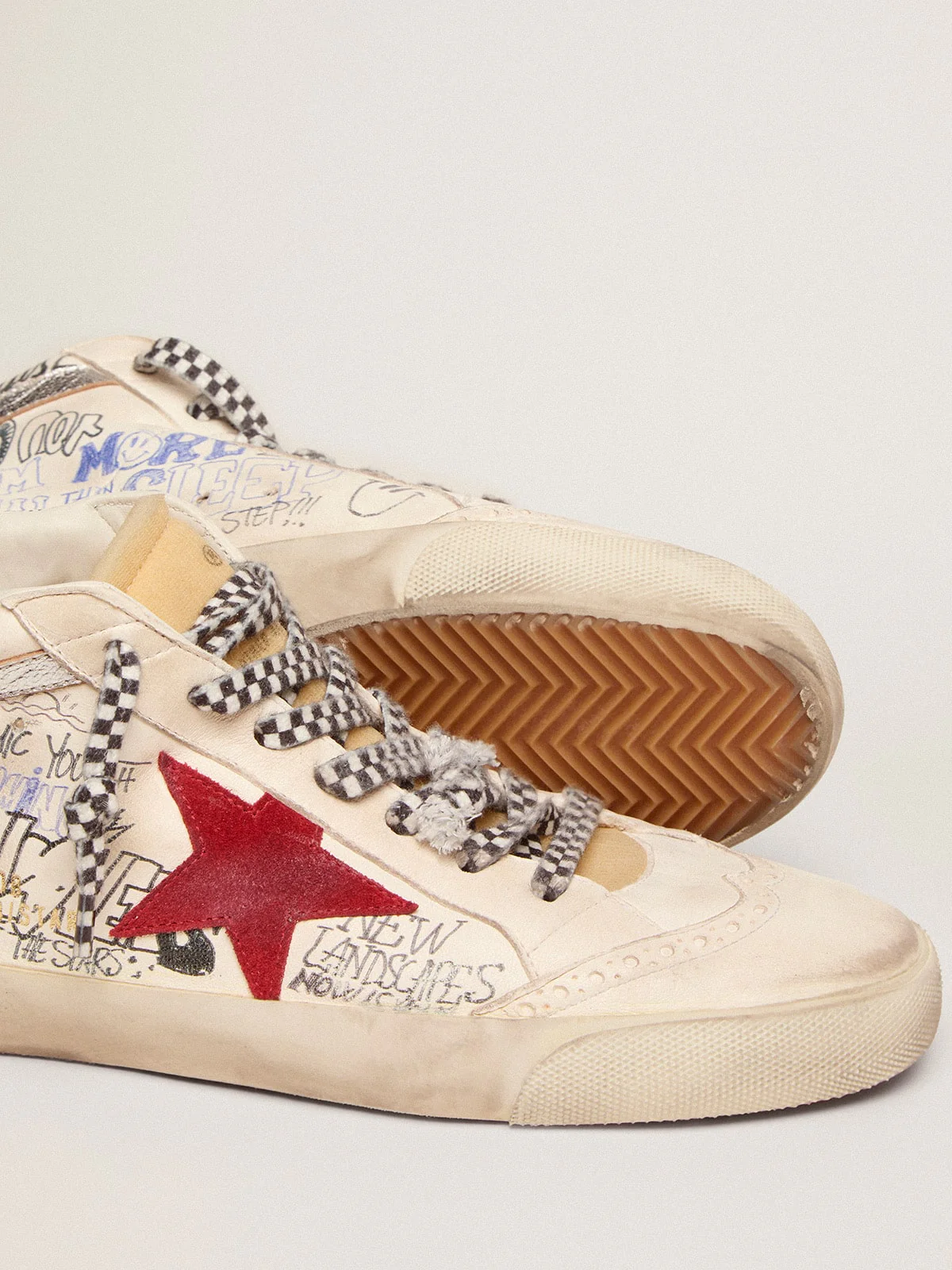 Men | Mid Star Ltd with Contrasting Lettering & Red Star | White x Red x Beige Brown Leo x Silver x Light Blue - Image 5