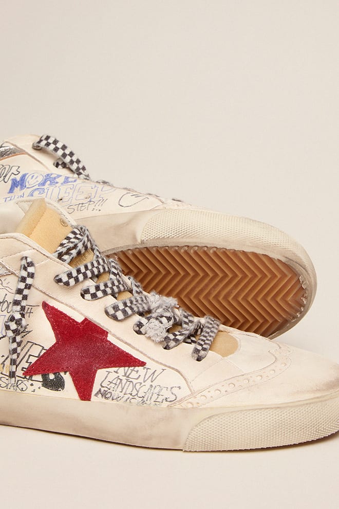 Men | Mid Star Ltd with Contrasting Lettering & Red Star | White x Red x Beige Brown Leo x Silver x Light Blue - Image 9