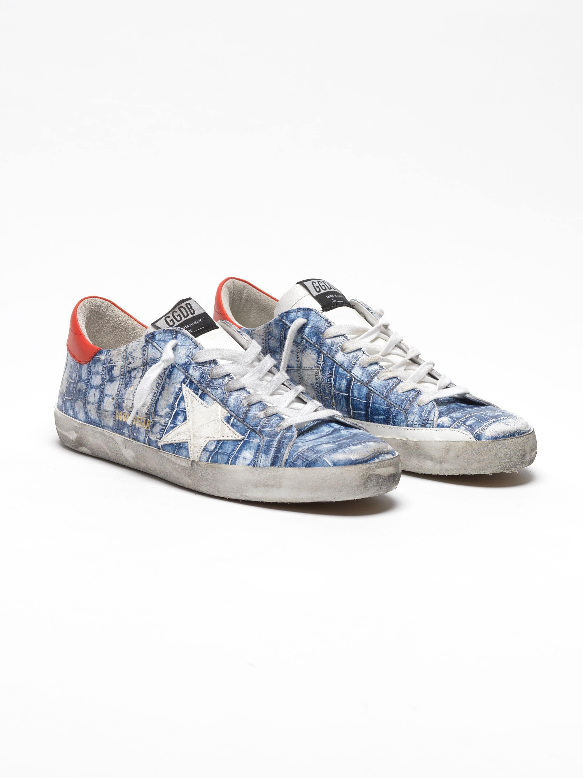 Men | Navy Blue Super-Star Sneakers Croc-Print Leather - Image 7