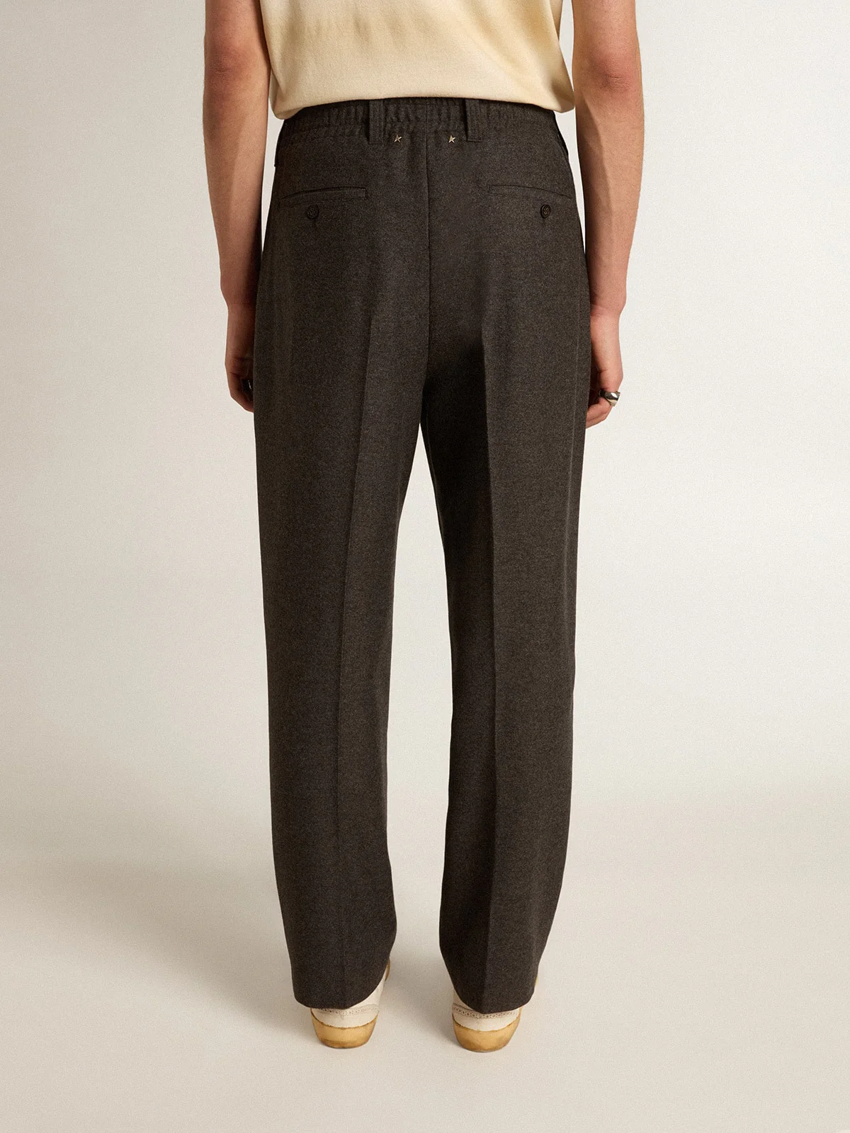 Men | Pants Dark Gray Wool Flannel | Melange Dark Grey - Image 5
