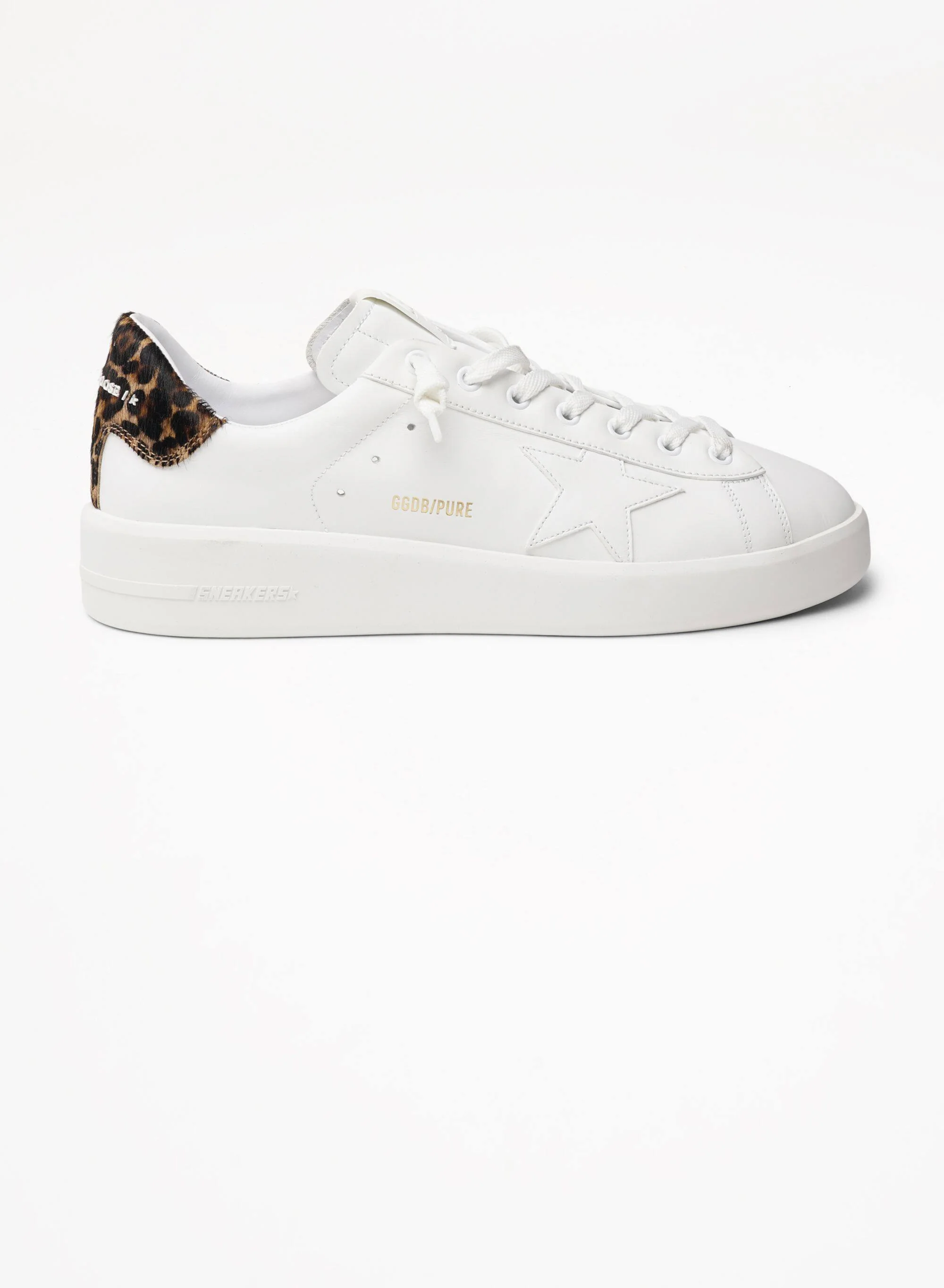 Men | Pure Star Leather Upper & Star Leopard Horsy Heel | White x Brown Leo