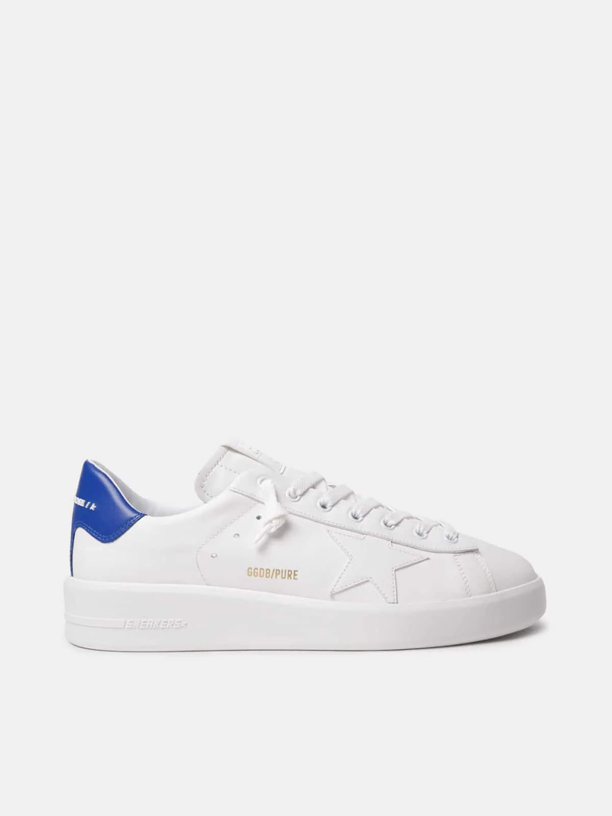 Men | Purestar Sneakers with Blue Heel Tab | White x Bluette - Image 2