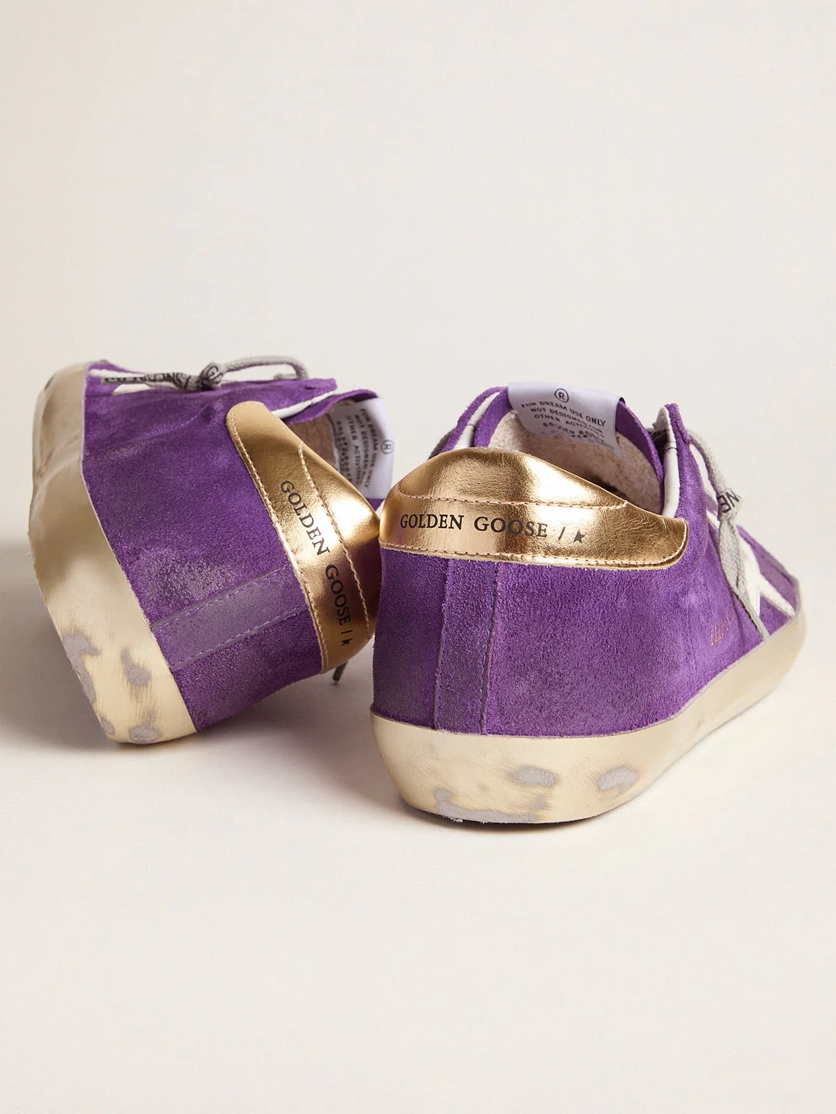 Men | Purple Suede Super-Star Sneakers with Gold Heel Tab | Purple x White x Gold - Image 2