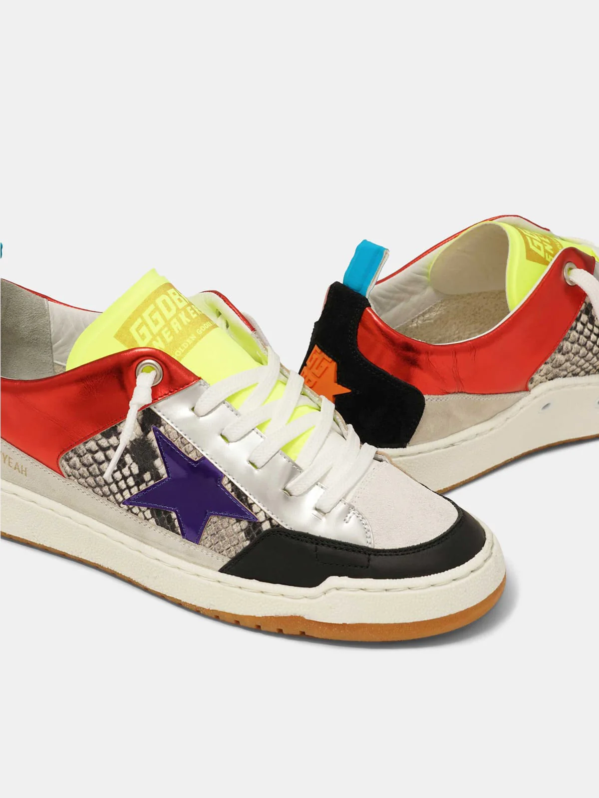 Men | Red Yeah! Sneakers with Purple Star & Snakeskin-Print Insert - Image 8