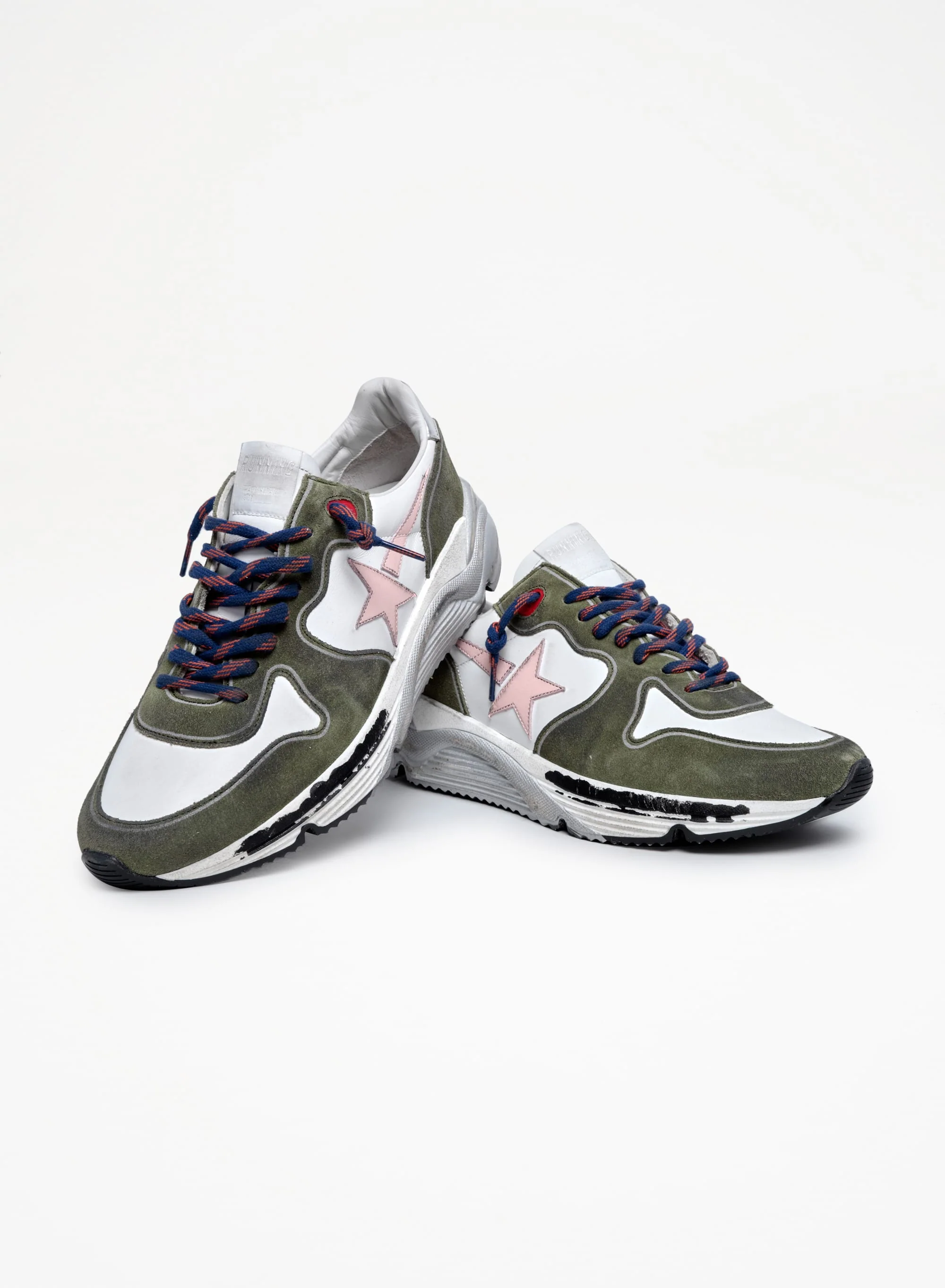Men | Running Sole Dark Green Suede with Rose Quartz Star & Silver Heel Tab | White x Dark Green x Rose Quartz x Silver - Image 5