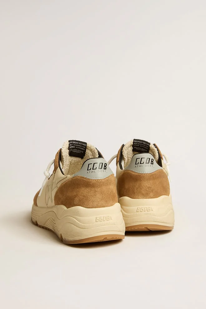 Men | Running Sole Ivory Nylon & Tobacco Suede | Ivory x Grey x Tobacco - Image 3