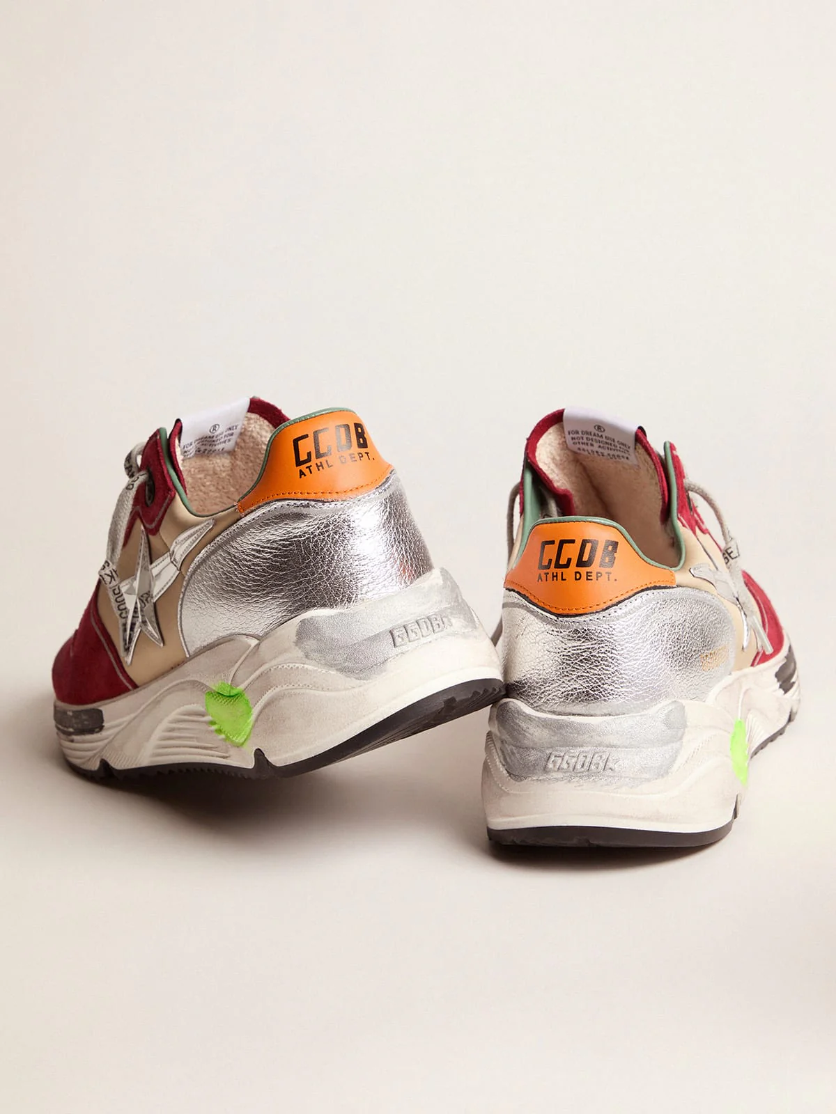 Men | Running Sole Sneakers with 3D Star & Orange Heel Tab | Dark Red x Silver x Beige x Titan - Image 5