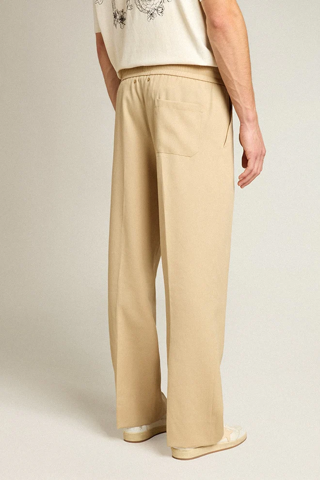 Men | Sand-Colored Joggers with Pocket On The Back | Sand - Image 8