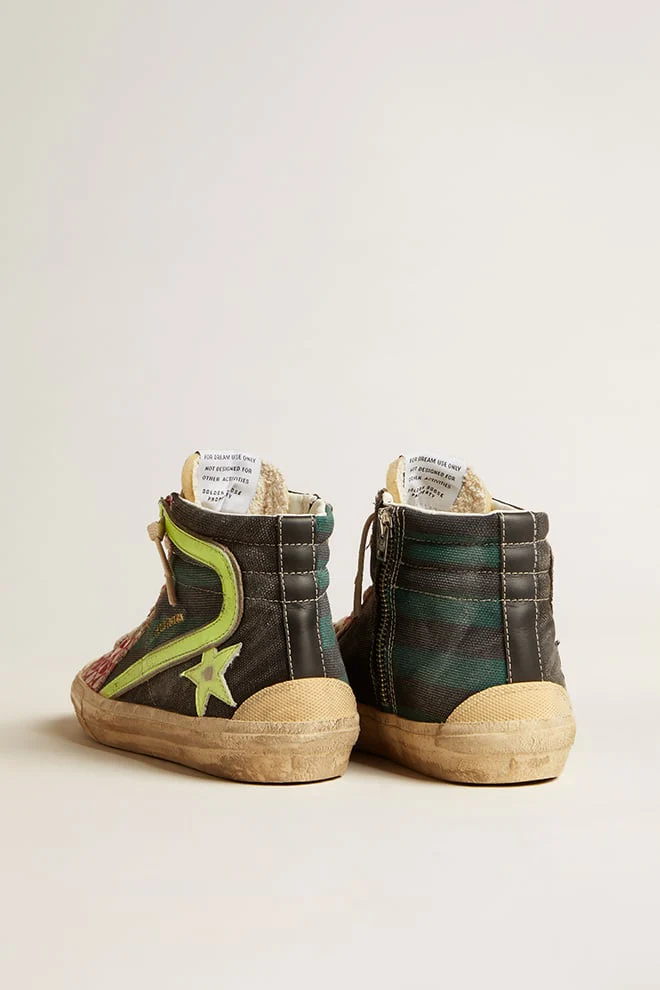 Men | Slide Lab Camo Canvas with Yellow Leather Star & Flash | Black x Green x Ice x Yellow - Image 3