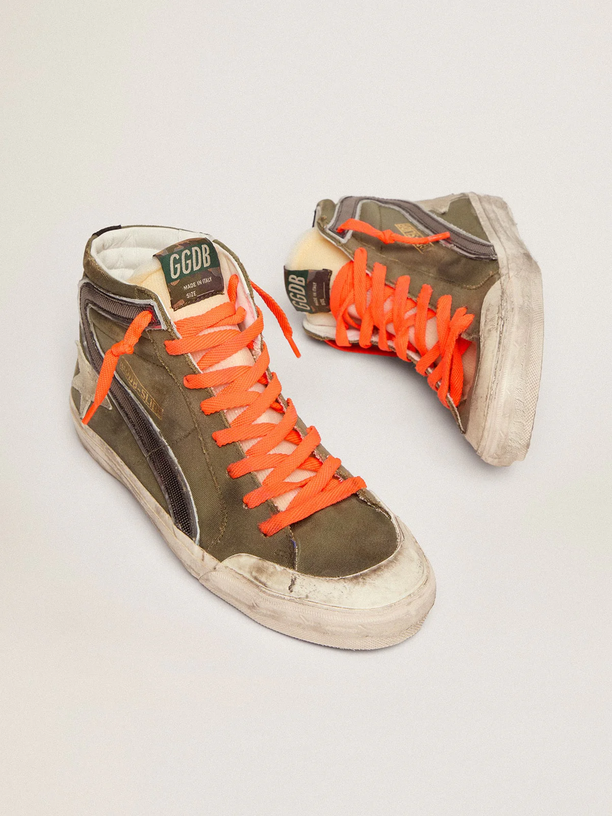 Men | Slide Penstar Army Green Canvas with An Ice-Colored Star | Dark Green x Ice x Grey x Black - Image 2